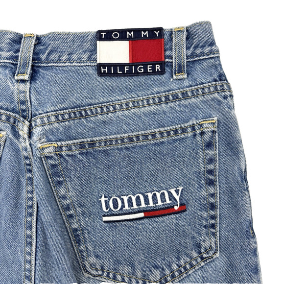 Vintage Y2K Tommy Hilfiger Med Wash High Rise Straight Jeans Jr 7 28x31" - FLAW - Picture 14 of 16